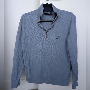 Nautica Unisex Blue Knit Quarter Zip